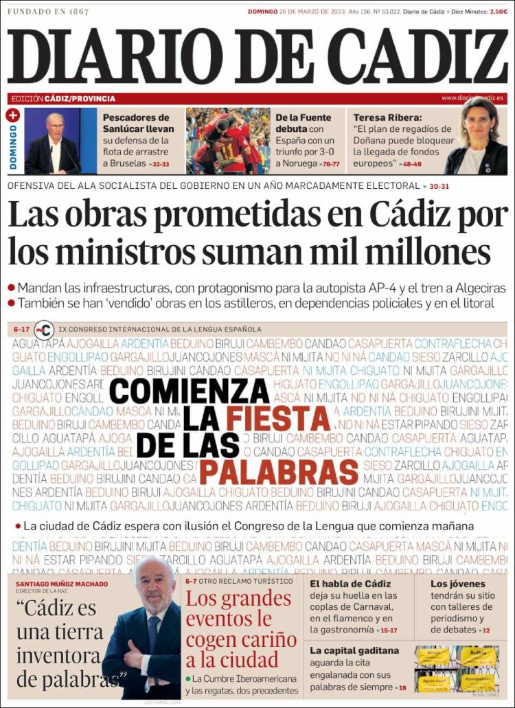 Portada de Diario de Cádiz (España)