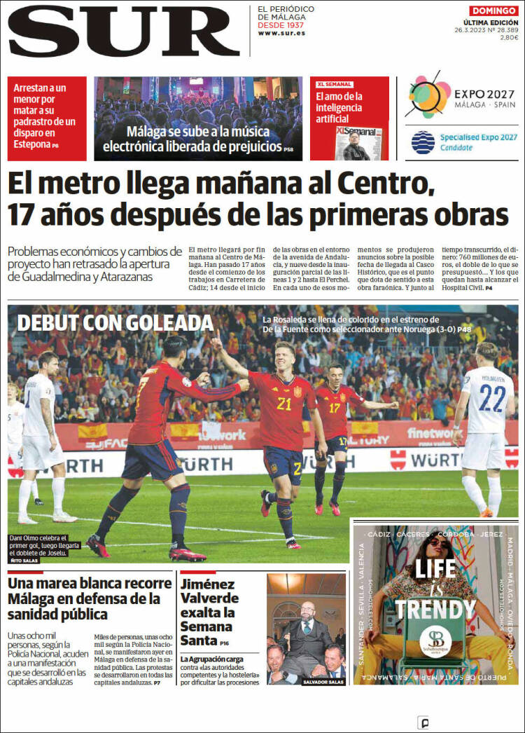 Portada de Diario el Sur (España)