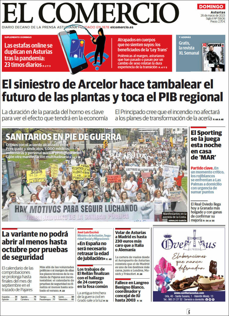 Portada de El Comercio (España)