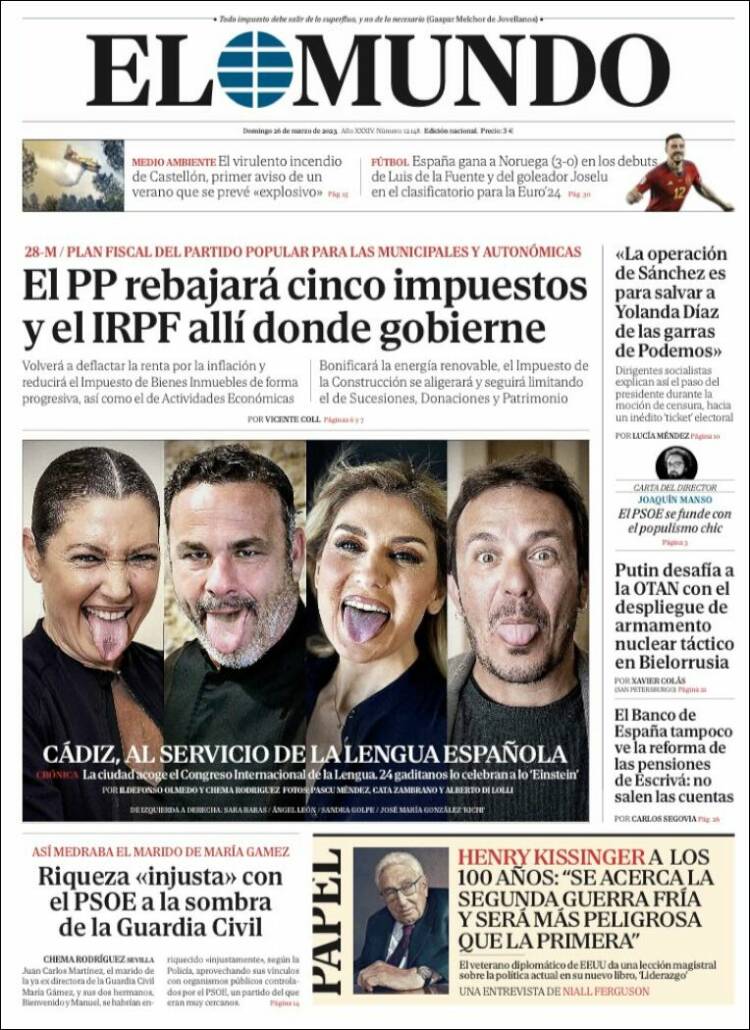 Portada de El Mundo (España)