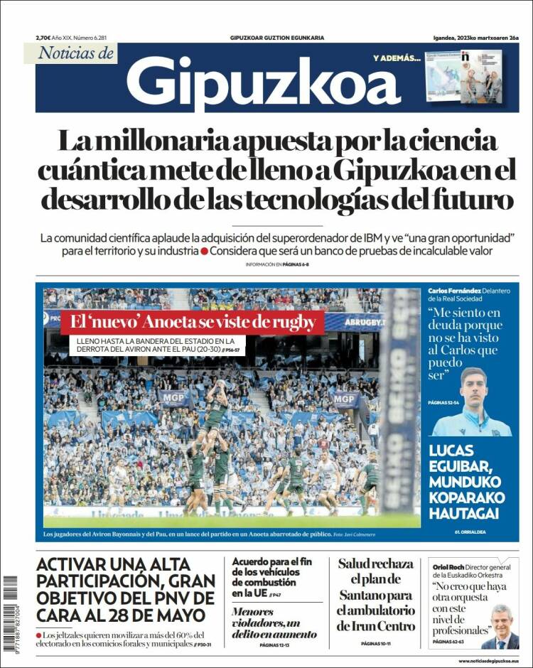 Portada de Noticias de Gipuzkoa (España)