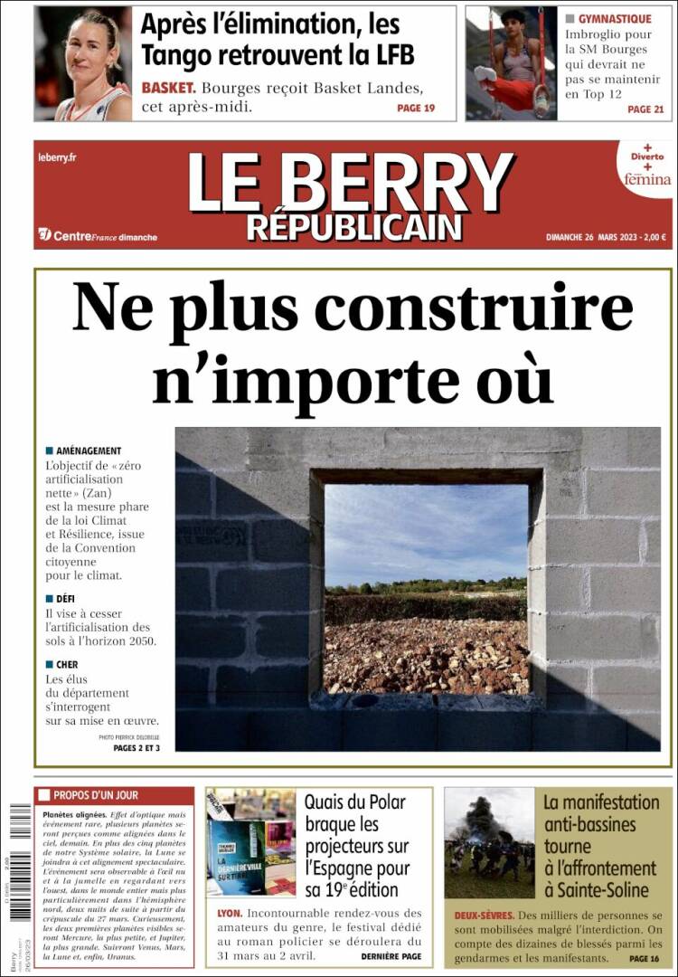 Portada de Berry Republicain (Francia)