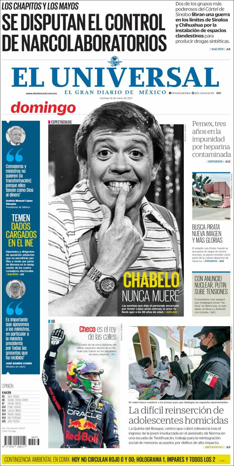 Portada de El Universal (M&eacute;xico)