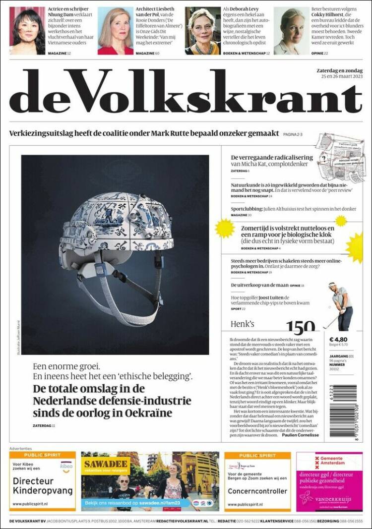 Portada de De Volkskrant (Pa&iacute;ses Bajos)