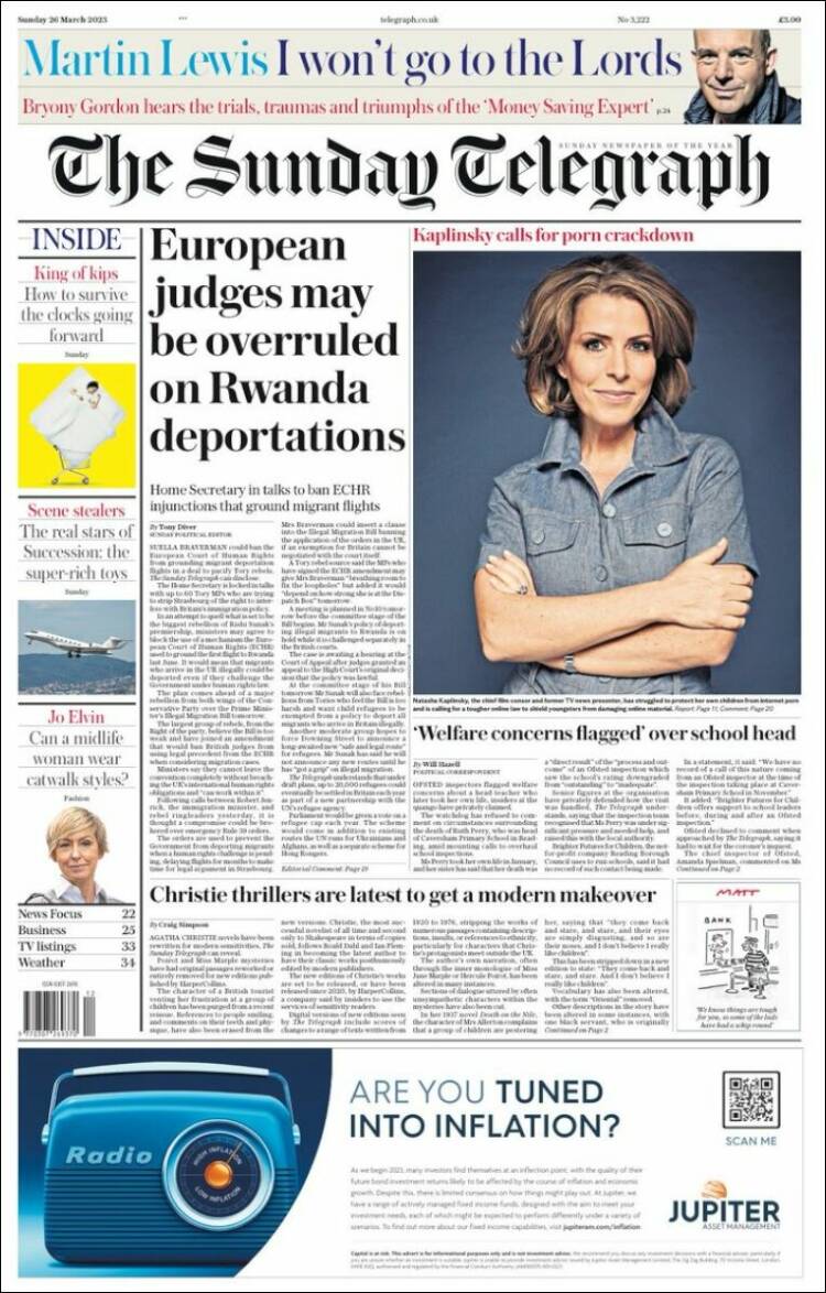 Portada de Daily Telegraph (Reino Unido)