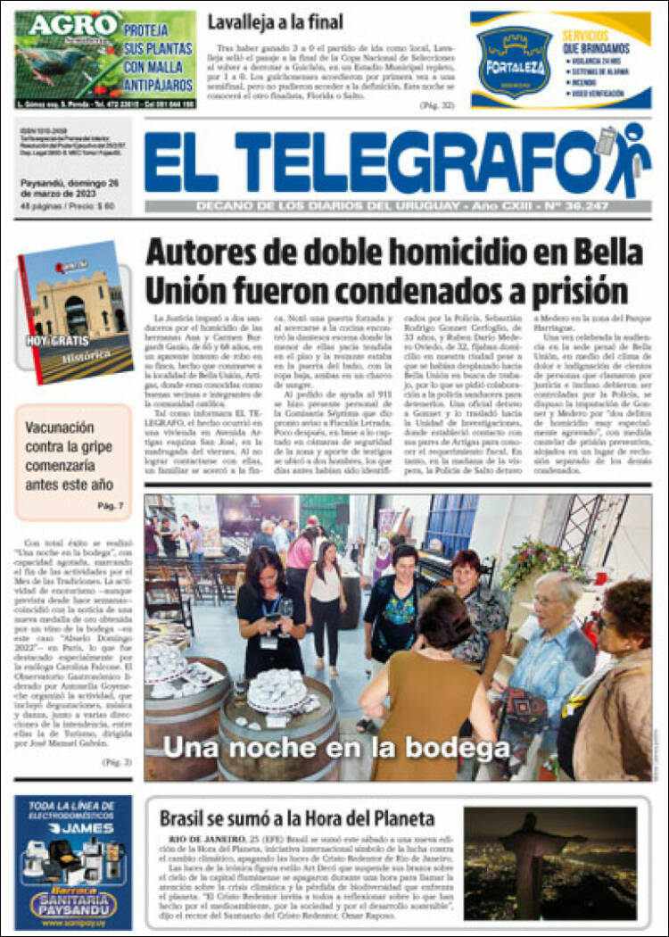 Portada de El Telégrafo (Uruguay)