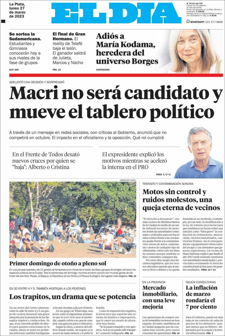 Portada de El Día de la Plata (Argentina)
