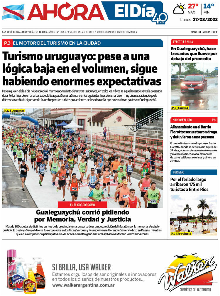 Portada de El Día de Gualeguaychú (Argentina)