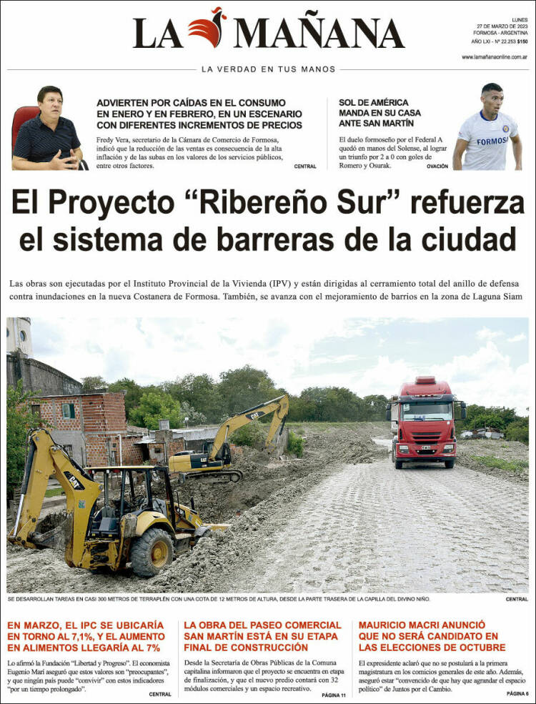 Portada de Diario La Mañana (Argentina)