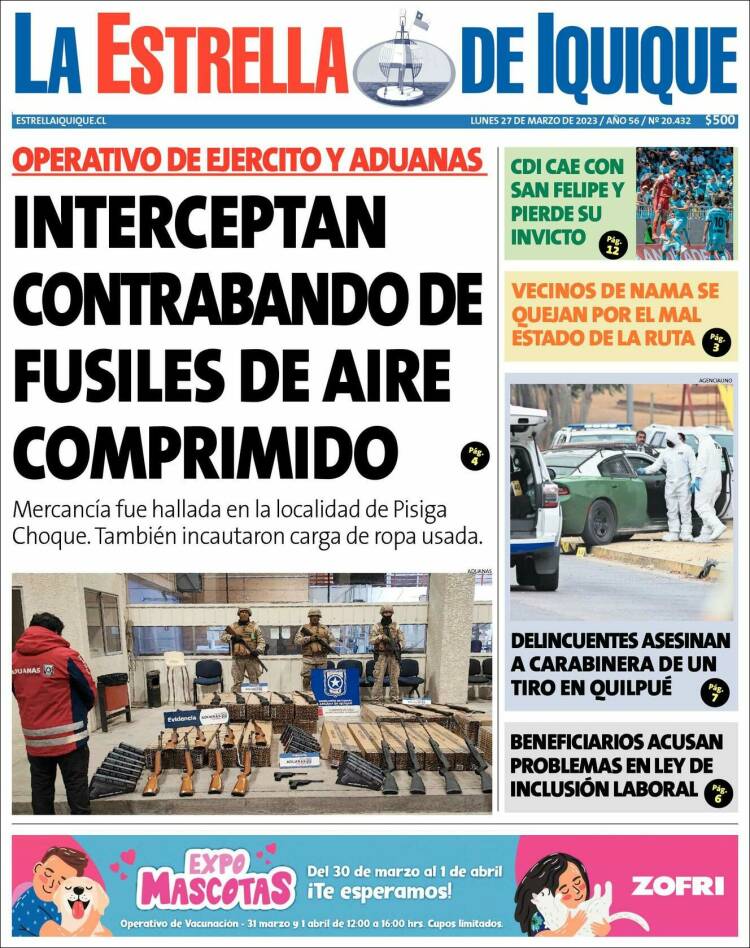 Periódico La Estrella de Iquique (Chile). Periódicos de Chile. Edición