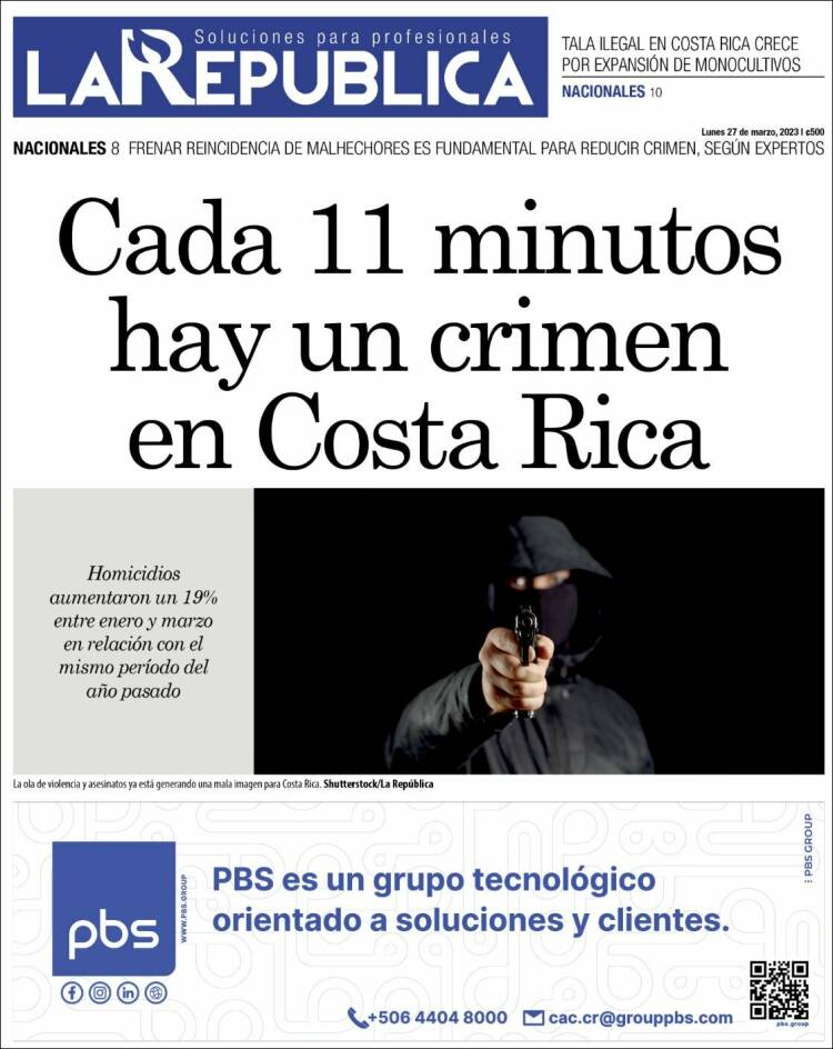 Portada de La República (Costa Rica)
