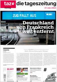 Portada de Die Tageszeitung (Alemania)