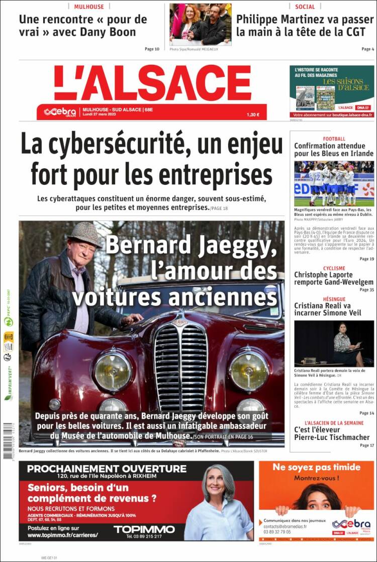 Portada de Journal L'Alsace (France)