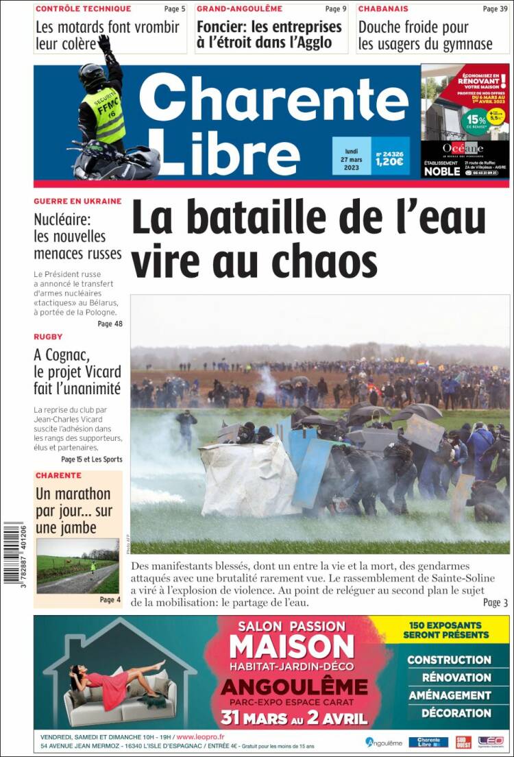 Portada de Charente Libre (France)