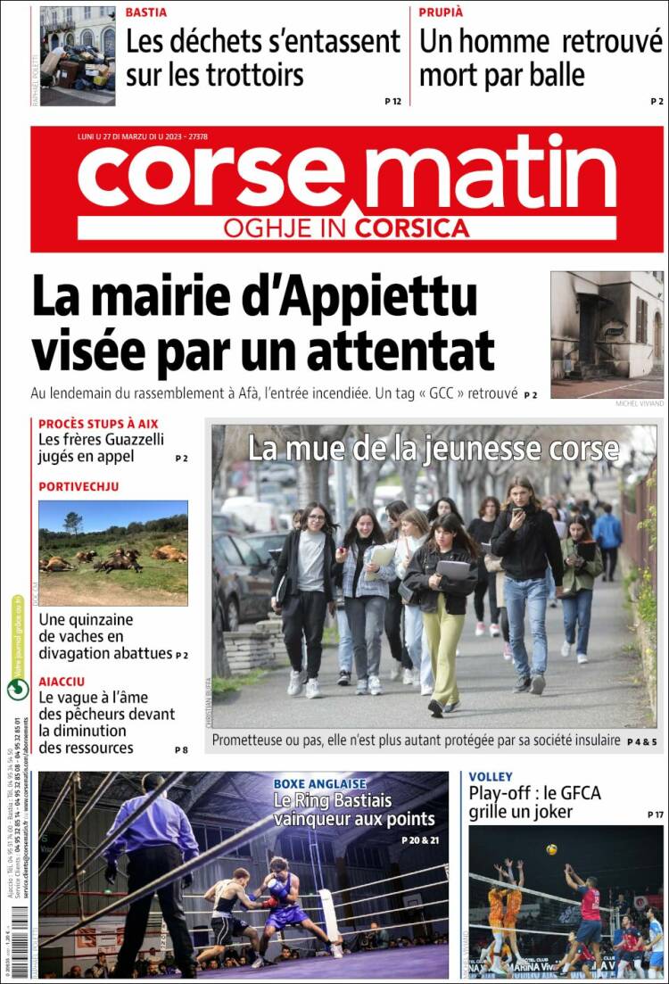 Portada de Corse-Matin (France)