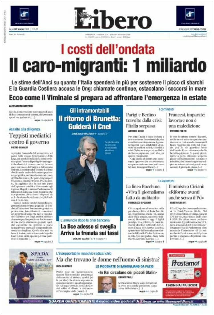 Portada de Libero (Italia)