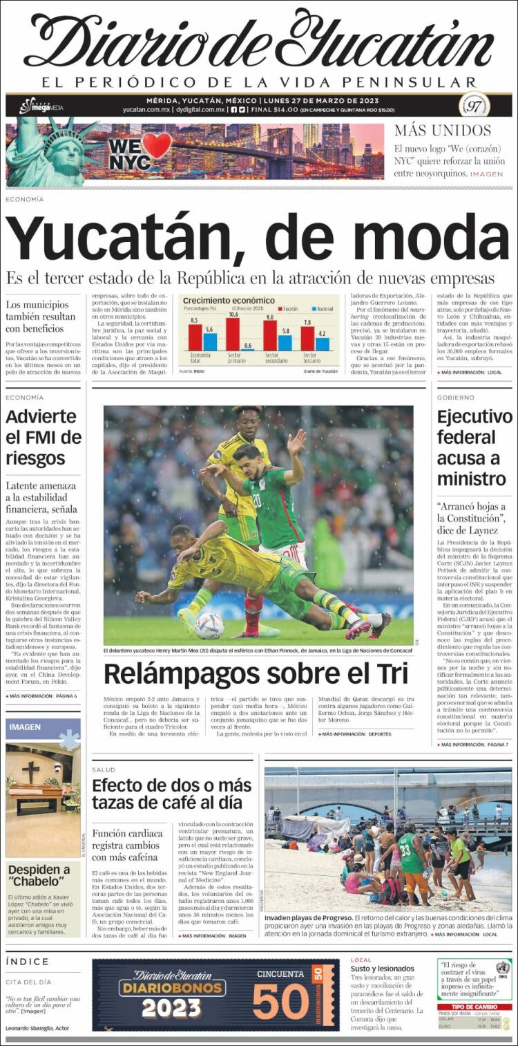 Portada de Diario de Yucatán (Mexico)