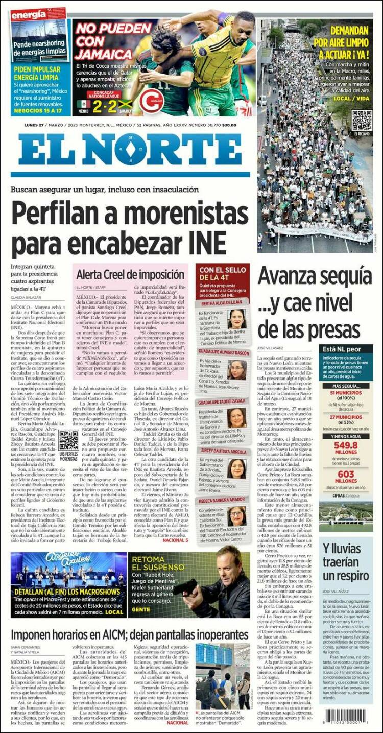 Portada de El Norte (Mexico)
