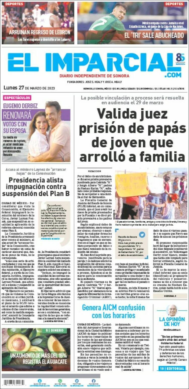 Portada de El Imparcial (Mexico)