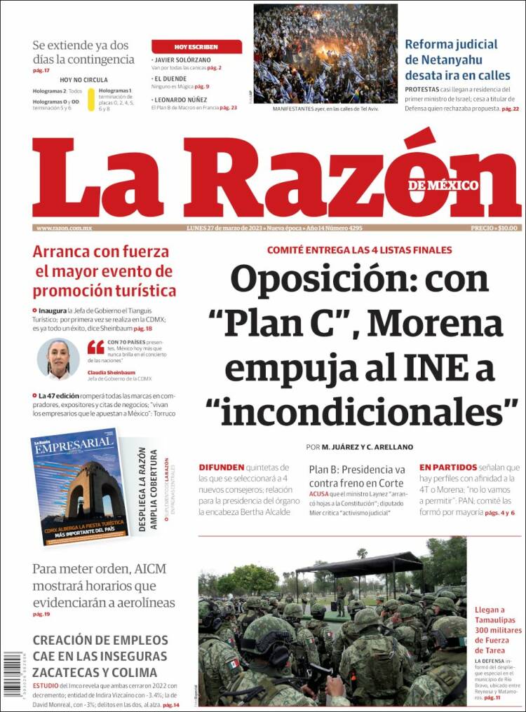 Portada de La Razón (Mexico)