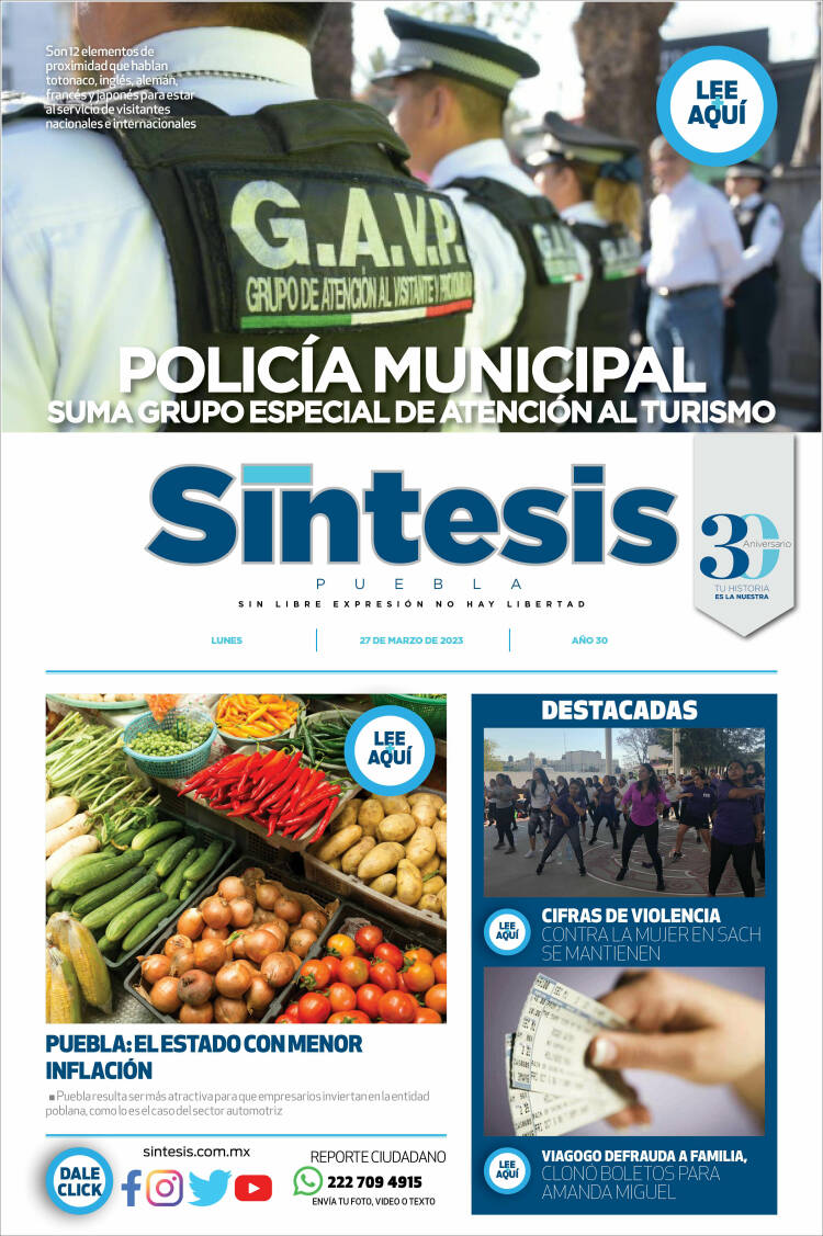 Portada de Síntesis - Puebla (Mexico)