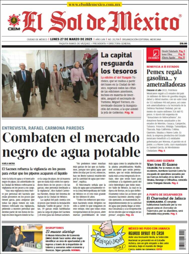 Portada de El Sol de México (Mexico)