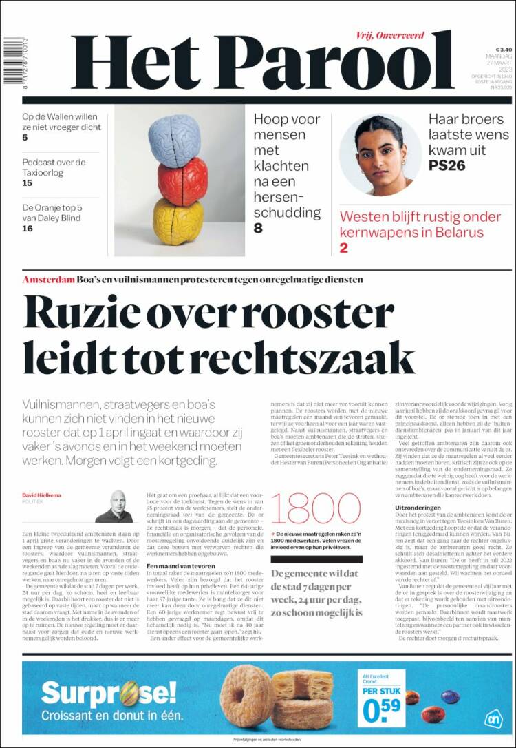 Portada de Het Parool (Países Bajos)