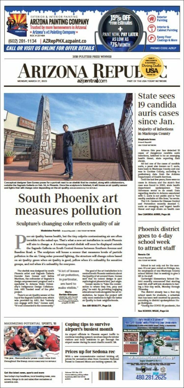 Portada de Arizona Republic News (USA)