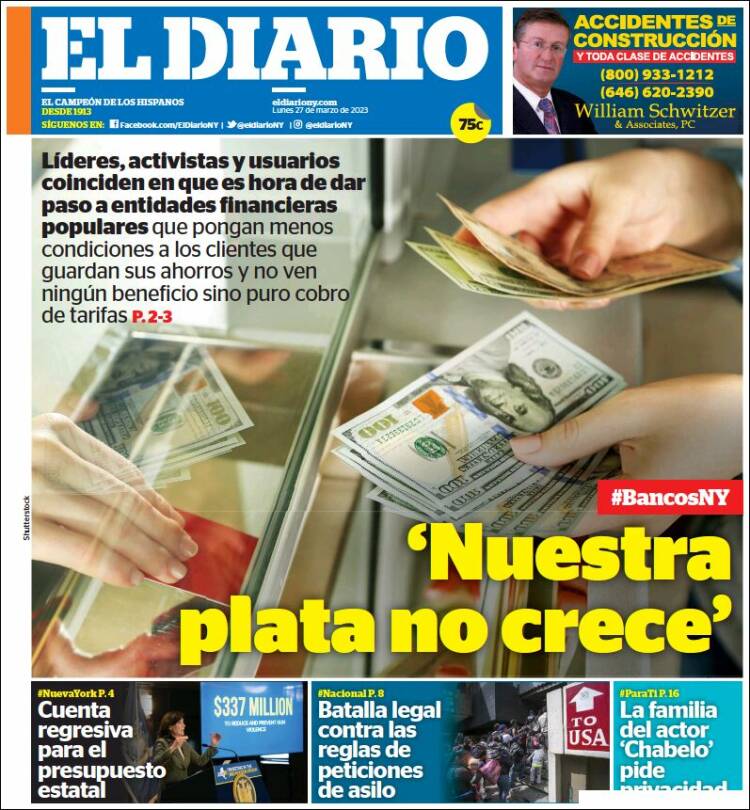 Portada de El Diario NY (USA)