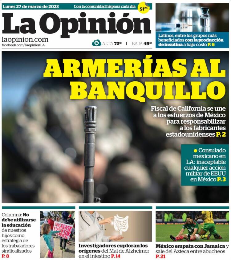 Portada de La Opinión (USA)