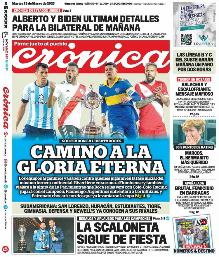 Portada de Crónica (Argentina)
