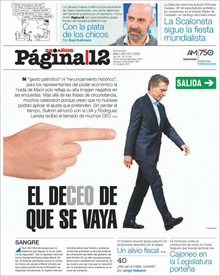 Portada de Página/12 (Argentina)