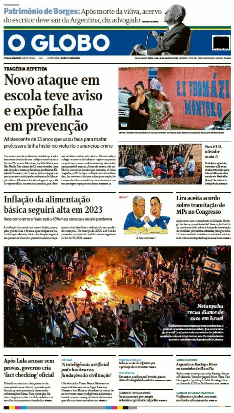 Portada de O Globo (Brasil)