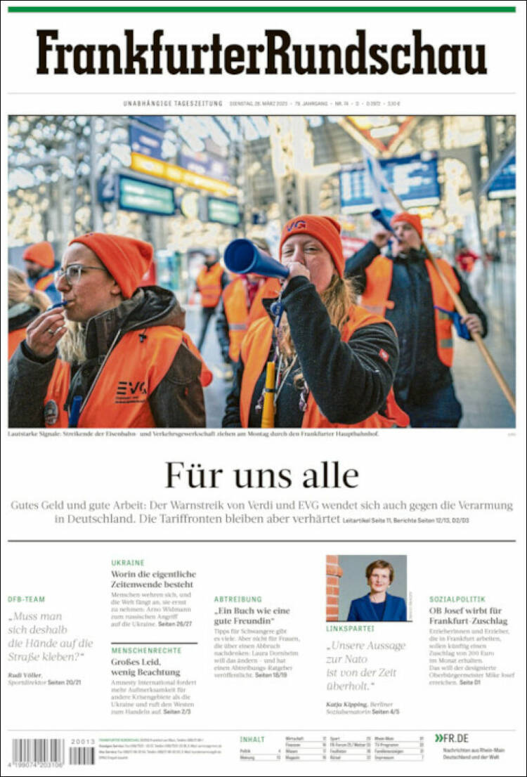 Portada de Frankfurter Rundschau (Alemania)