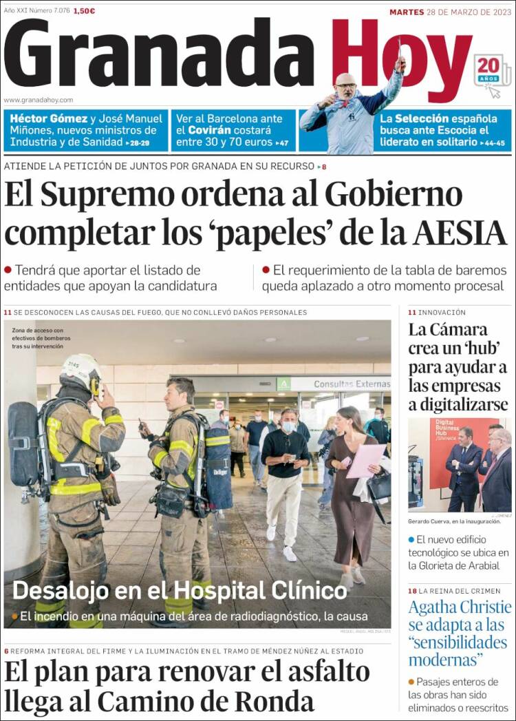 Portada de Granada Hoy (Espa&ntilde;a)