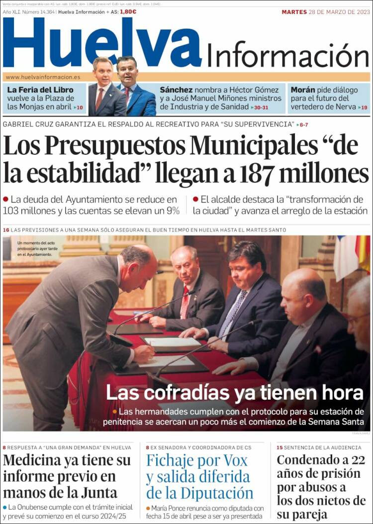 Portada de Huelva Información (Espa&ntilde;a)