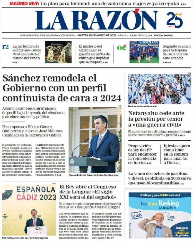 Portada de La Razón (Espa&ntilde;a)