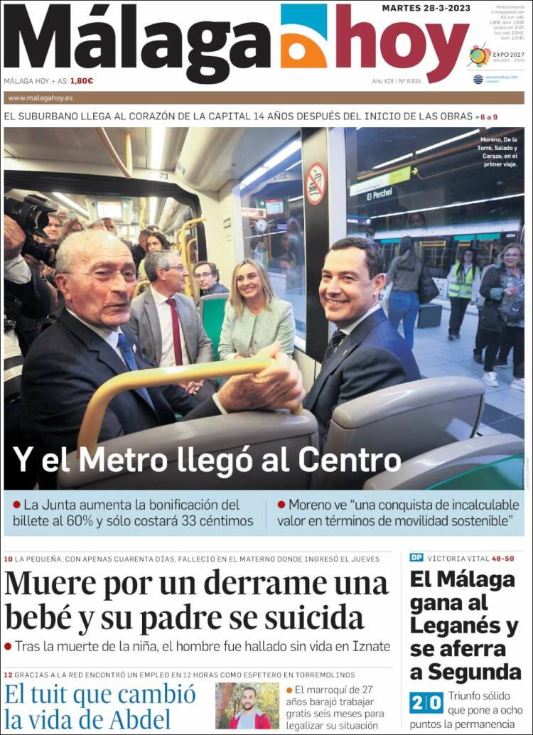 Portada de Málaga Hoy (Espa&ntilde;a)