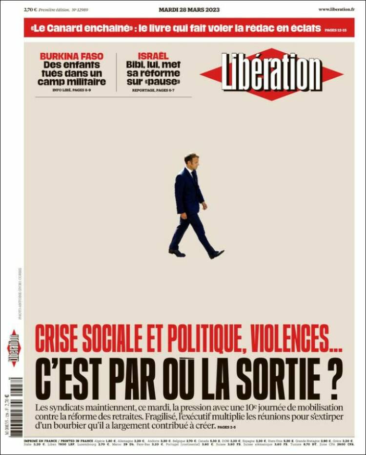 Portada de Libération (Francia)