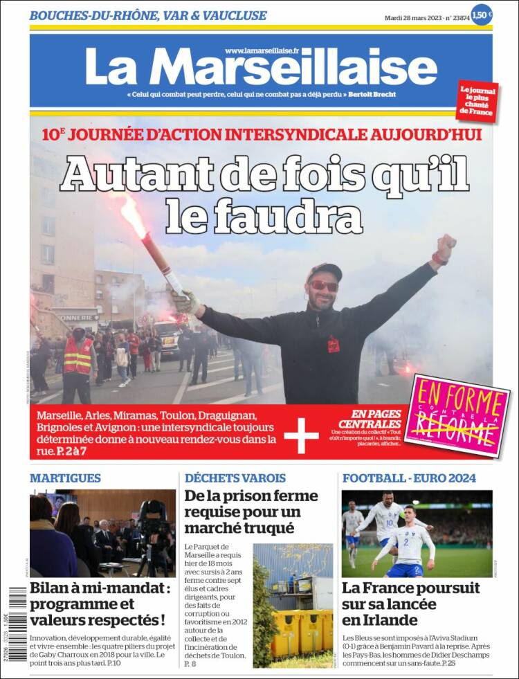 Portada de La Marseillaise (Francia)