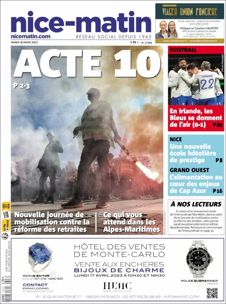 Portada de Nice-Matin (Francia)