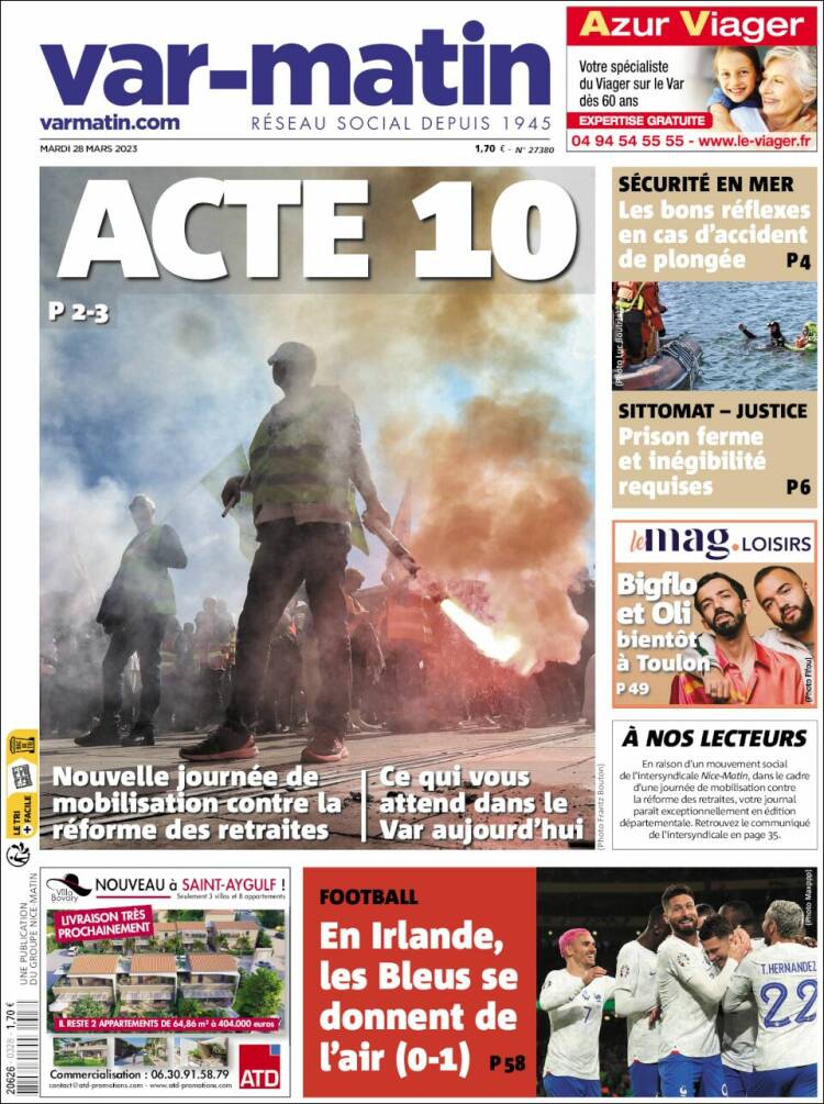 Portada de Var-Matin (Francia)
