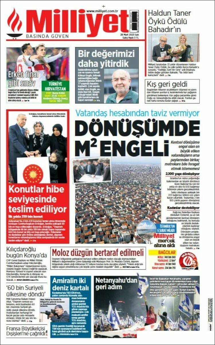 Portada de Milliyet (Turquie)