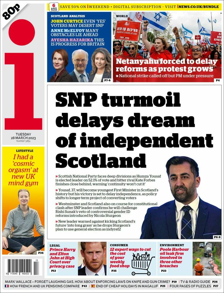 Portada de The i (Reino Unido)