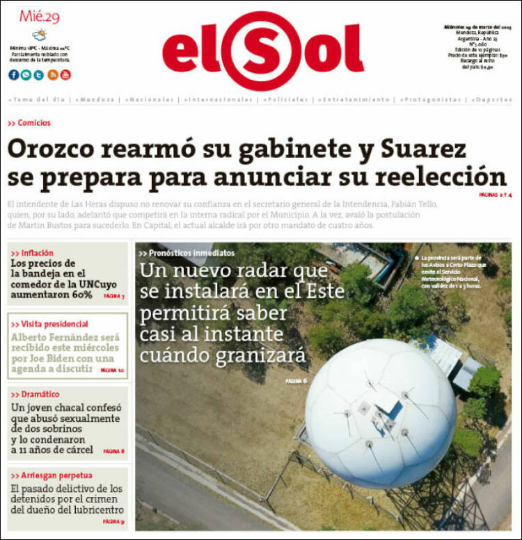 Portada de El Sol (Argentina)
