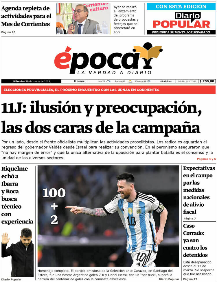 Portada de Diario Época (Argentina)