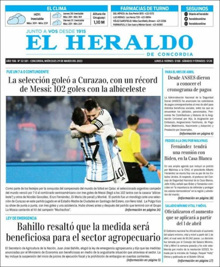 Portada de El Heraldo de Concordia (Argentina)