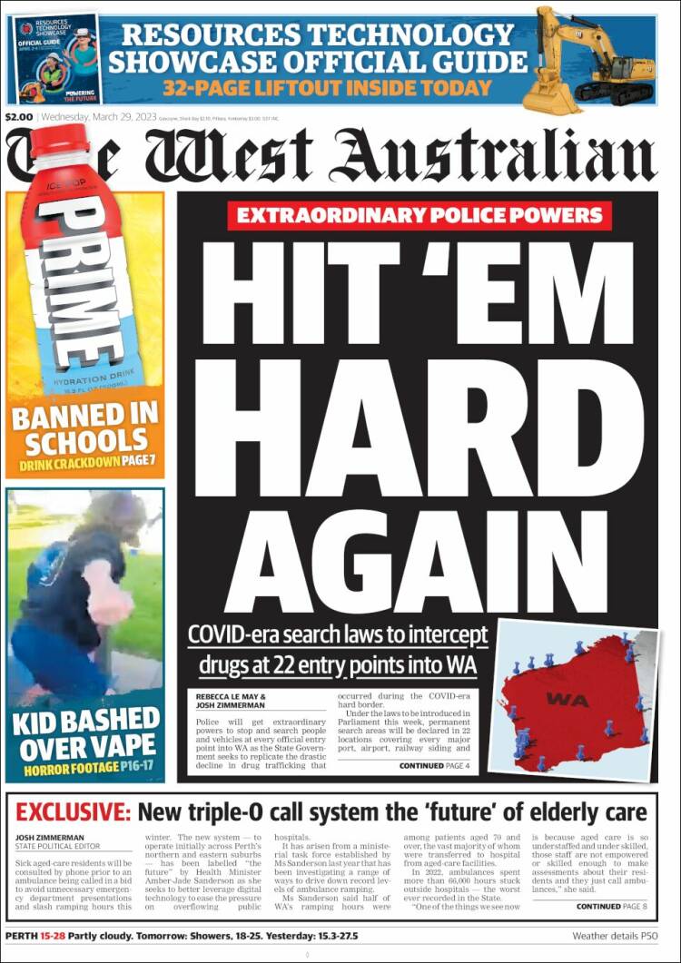 Portada de The West Australian (Australia)