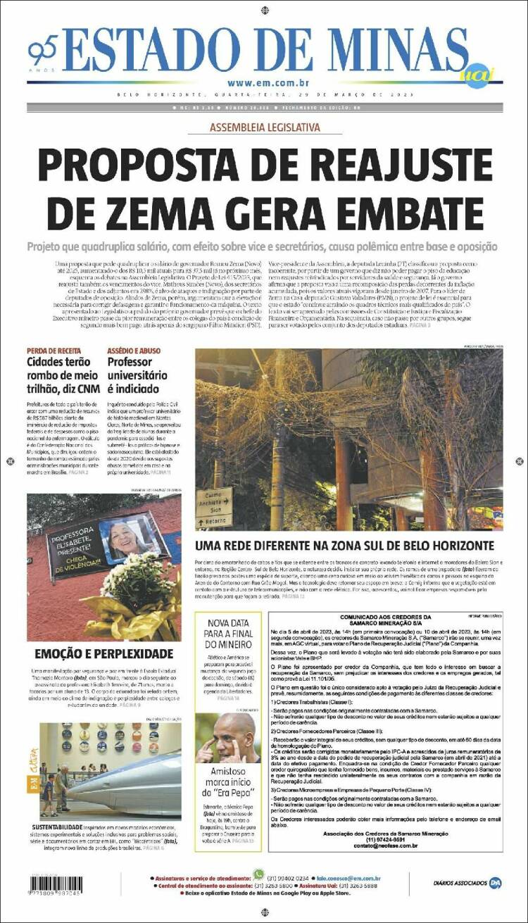 Portada de Jornal Estado de Minas (Brasil)