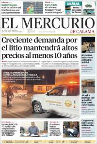 Portada de El Mercurio - Calama (Chile)